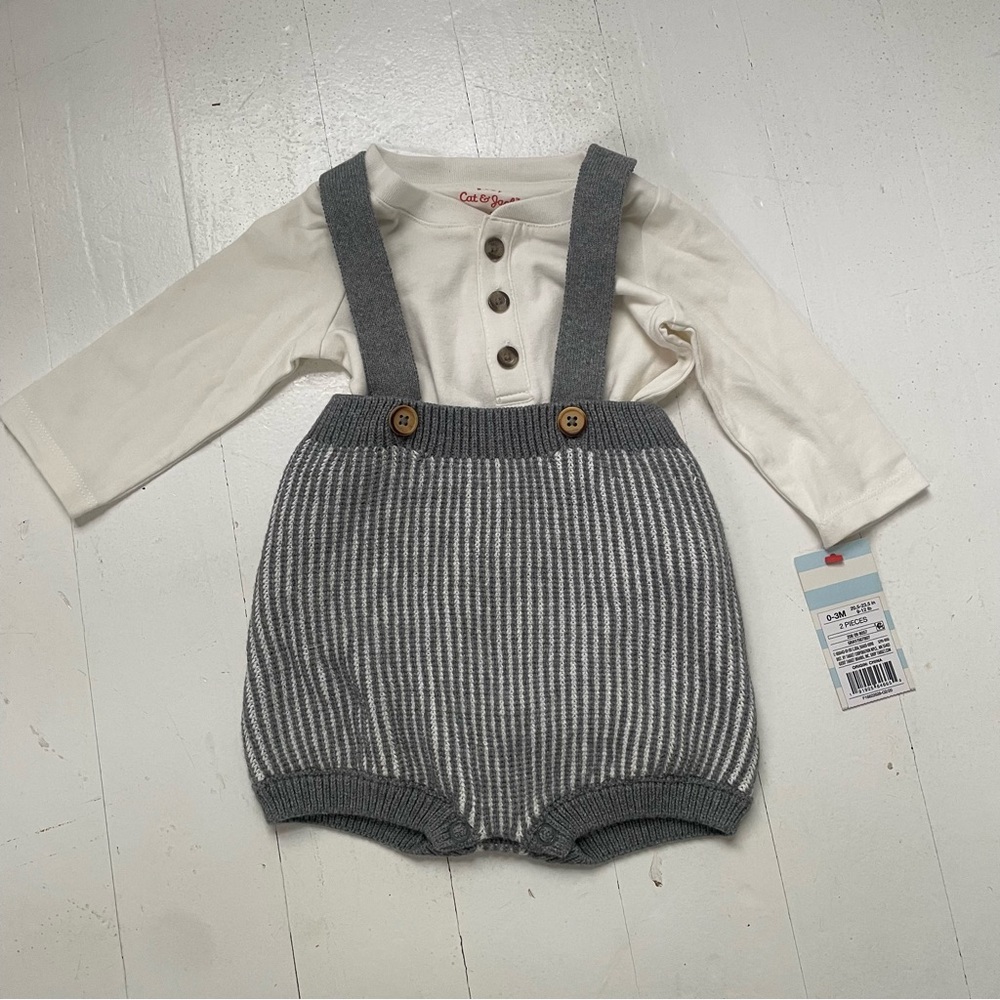 NWT Cat and Jack Sweater Romper and Henley | 0-3m